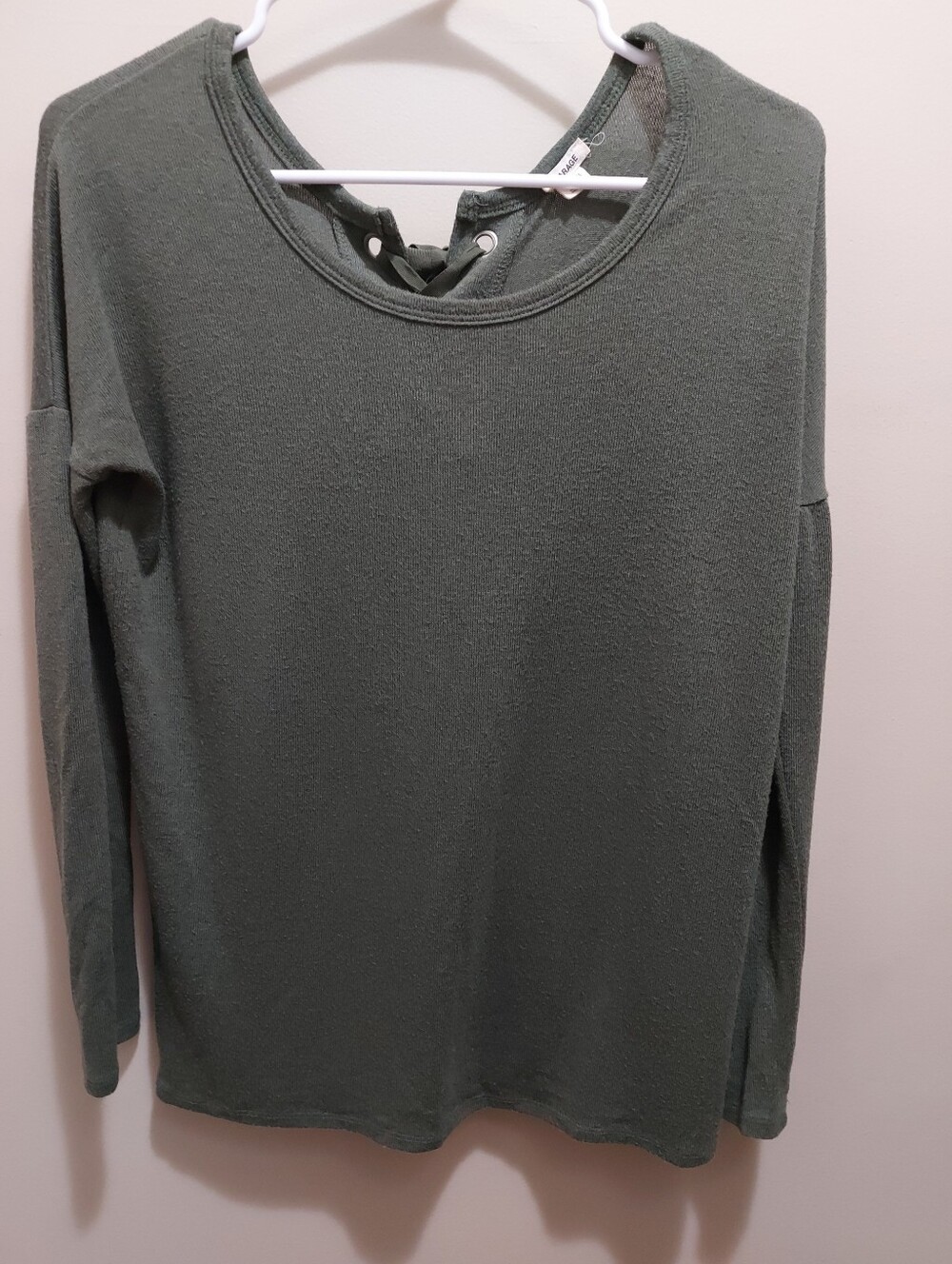 Garage Reversible Green Long Sleeve Crewneck Top
